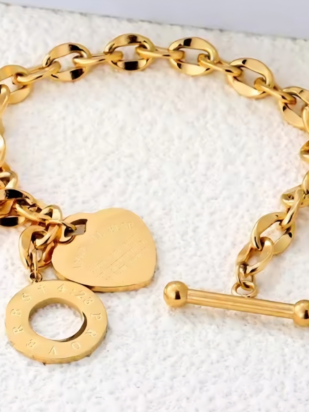 Gold Heart Charm Toggle Bracelet - Above All Else - Picture 3 of 6